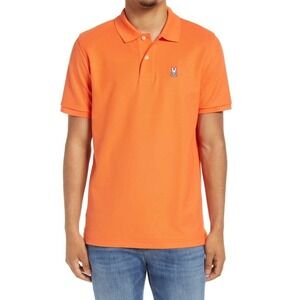 Psycho Bunny Mens Orange Short Sleeve Polo Shirt Classic Fit Size XL